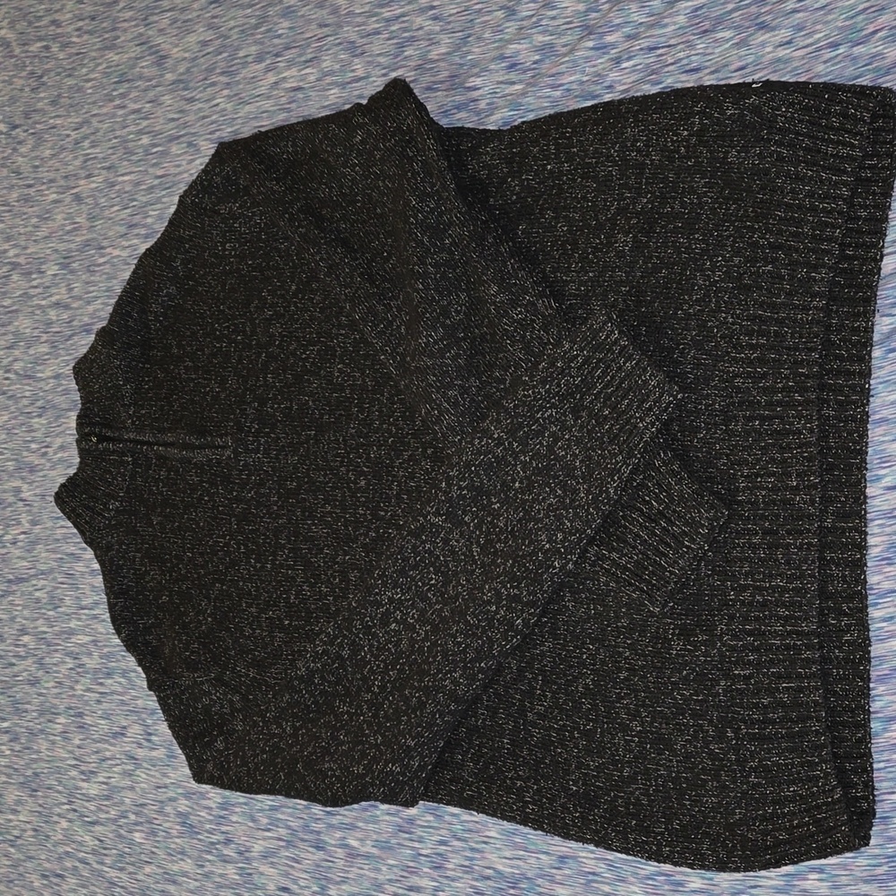 Chaps Men's Zip Neck Jumper Sweater Black (Flecked Cotton) Size XL